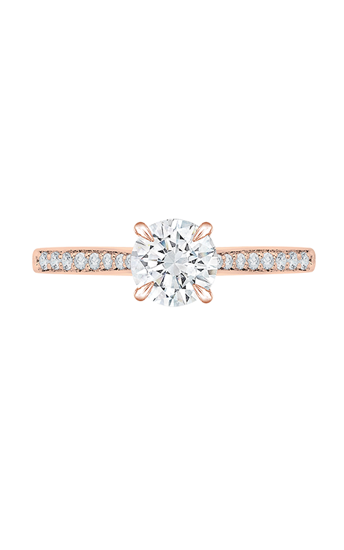 A rose gold side stone diamond engagement ring