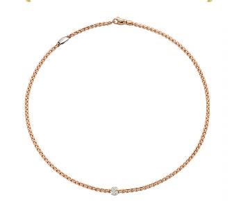 an 18k rose gold chain necklace with diamond accents from FOPE.