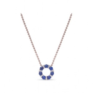A sapphire and diamond circle pendant from Fana.
