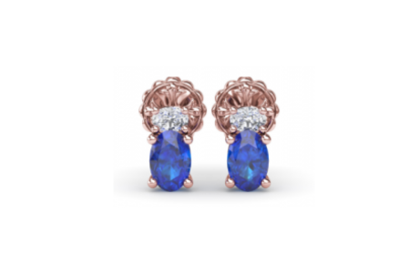 A pair of rose gold, sapphire, and diamond earrings by Fana, available at Brockhaus Jewelry.