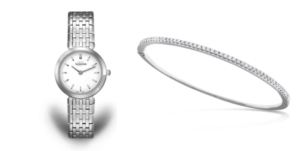 This Tavannes steel watch next to a bracelet with a similar silhouette
