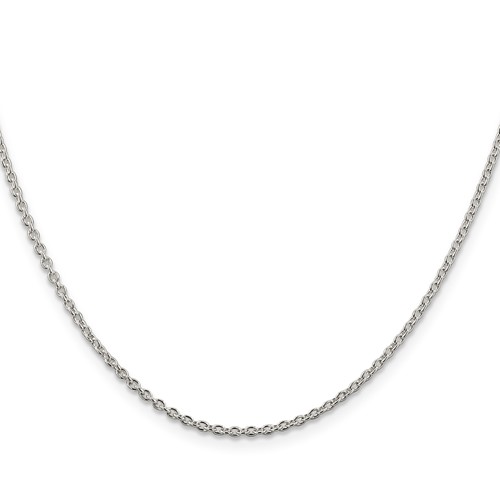 A silver chain necklace on a white surface