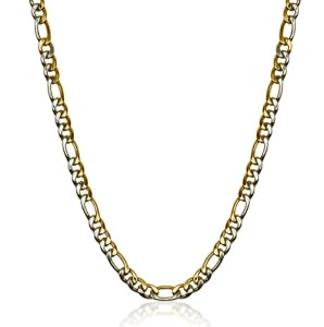 A duo-tone stainless steel Figaro chain necklace from Italgem Steel.