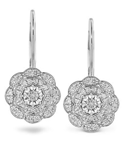 A pair of double halo diamond drop earrings from Hearts On Fire.