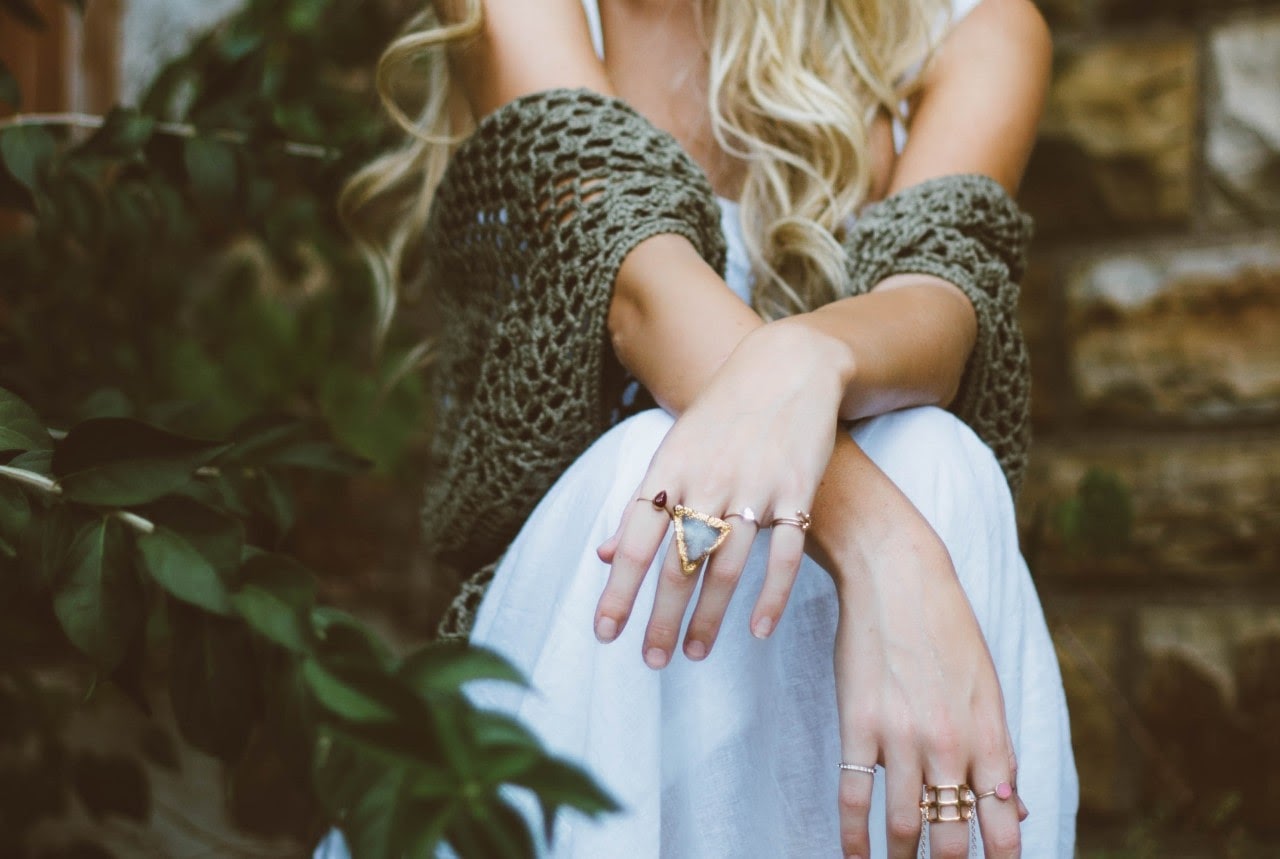 woman with fashion rings